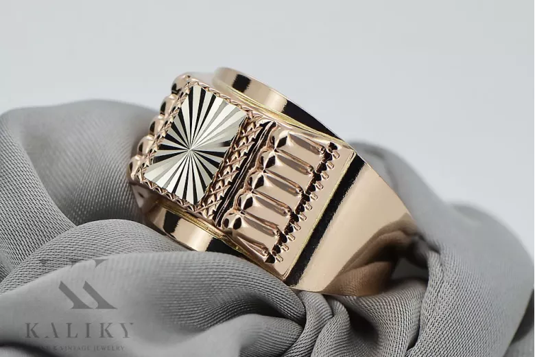 Anillo de sello para hombre de oro rosa vintage de 14k 585 csn002r