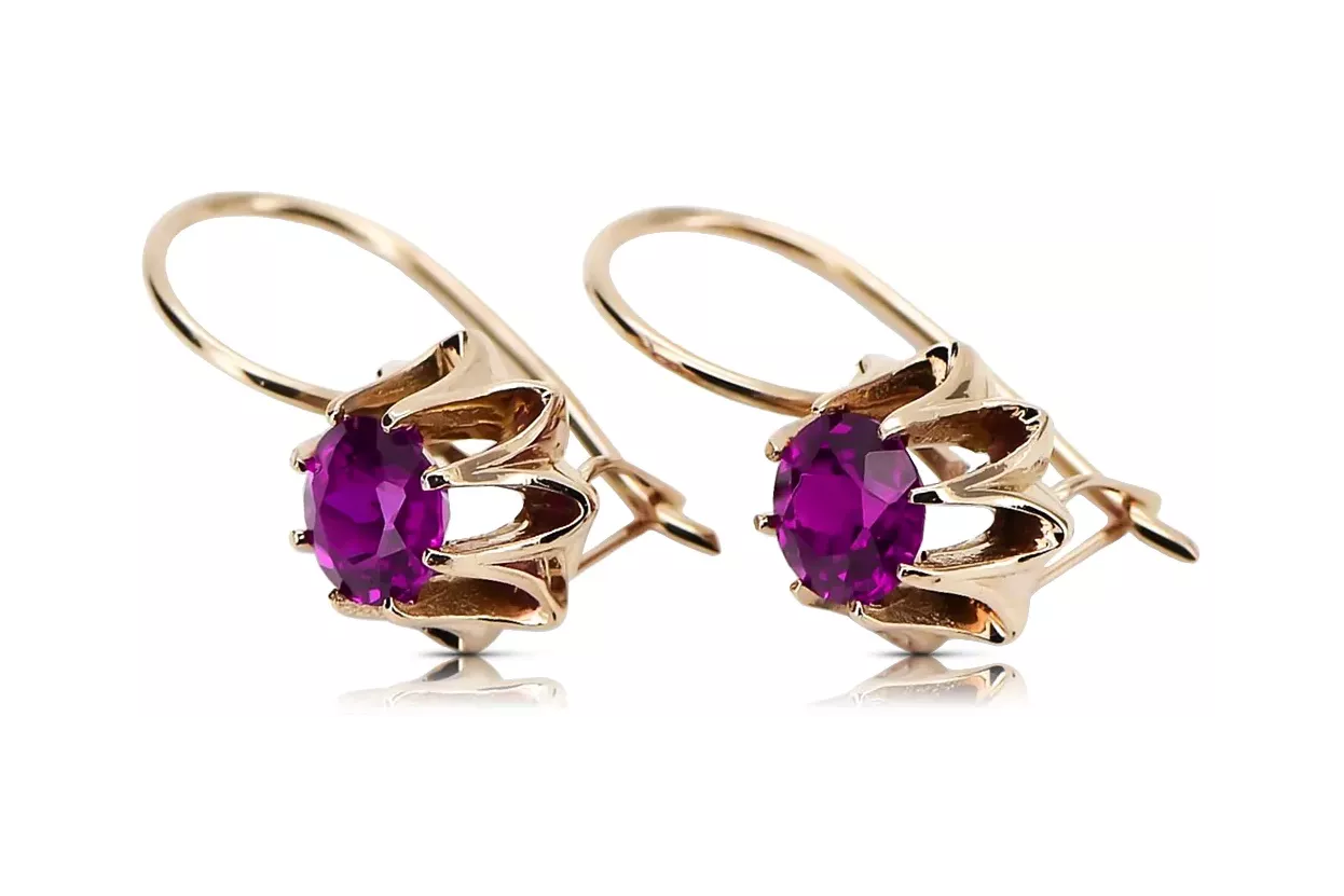 Rose rosa 14k 585 gold amethyst Ohrringe vec092 Jahr