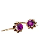 Boucles d'oreilles rose 14k 585 or améthyste vec092 Vintage