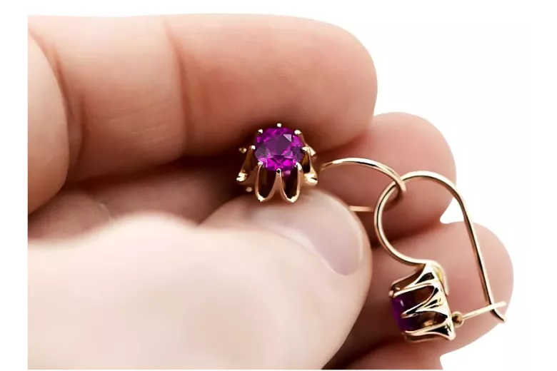 Rose rosa 14k 585 gold amethyst Ohrringe vec092 Jahr