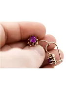 Rose pink 14k 585 gold amethyst earrings vec092 Vintage