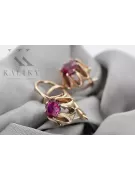 Rose pink 14k 585 gold ruby earrings vec092 Vintage Russian Soviet style