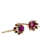 Rose pink 14k 585 gold ruby earrings vec092 Vintage Russian Soviet style