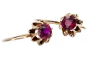 Rose pink 14k 585 gold ruby earrings vec092 Vintage Russian Soviet style