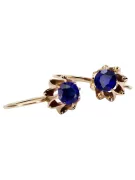 Rose pink 14k 585 gold sapphire earrings vec092 Vintage