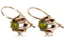 Kolczyki z różowego czerwonego 14k złota 585 z peridotem vec092 Vintage