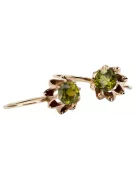 Pendientes de peridoto de oro rosa de 14k 585 vec092 Vintage estilo soviético ruso