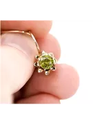 Kolczyki z różowego czerwonego 14k złota 585 z peridotem vec092 Vintage