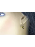 Pendientes de peridoto de oro rosa de 14k 585 vec092 Vintage estilo soviético ruso