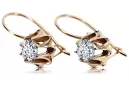 Rosa rosa 14k 585 oro zircon pendientes vec092 Estilo soviético ruso vintage