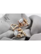 Rosa rosa 14k 585 oro zircon pendientes vec092 Estilo soviético ruso vintage