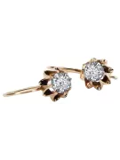 Rosa rosa 14k 585 oro zircon pendientes vec092 Estilo soviético ruso vintage