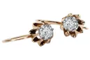 Rosa rosa 14k 585 oro zircon pendientes vec092 Estilo soviético ruso vintage