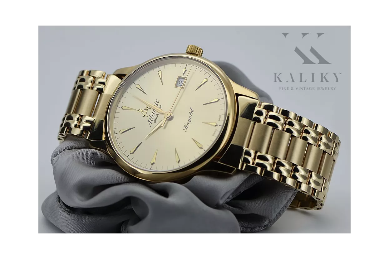 Gold men's watch Geneve ★ zlotychlopak.pl ★ Gold purity 585 333 Low Price!