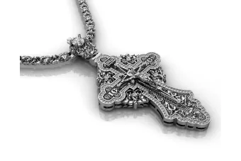 Blanc 14k orthodoxe croix pendentif avec pierres cgoc002w