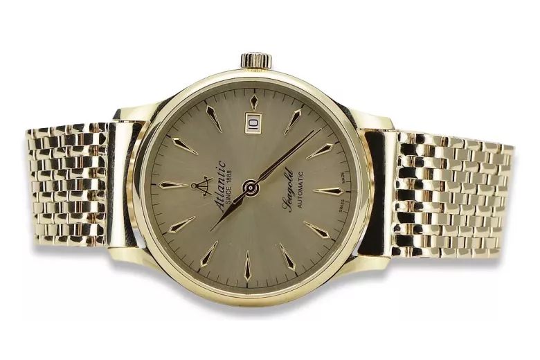 Gold men's watch Geneve ★ zlotychlopak.pl ★ Gold purity 585 333 Low Price!