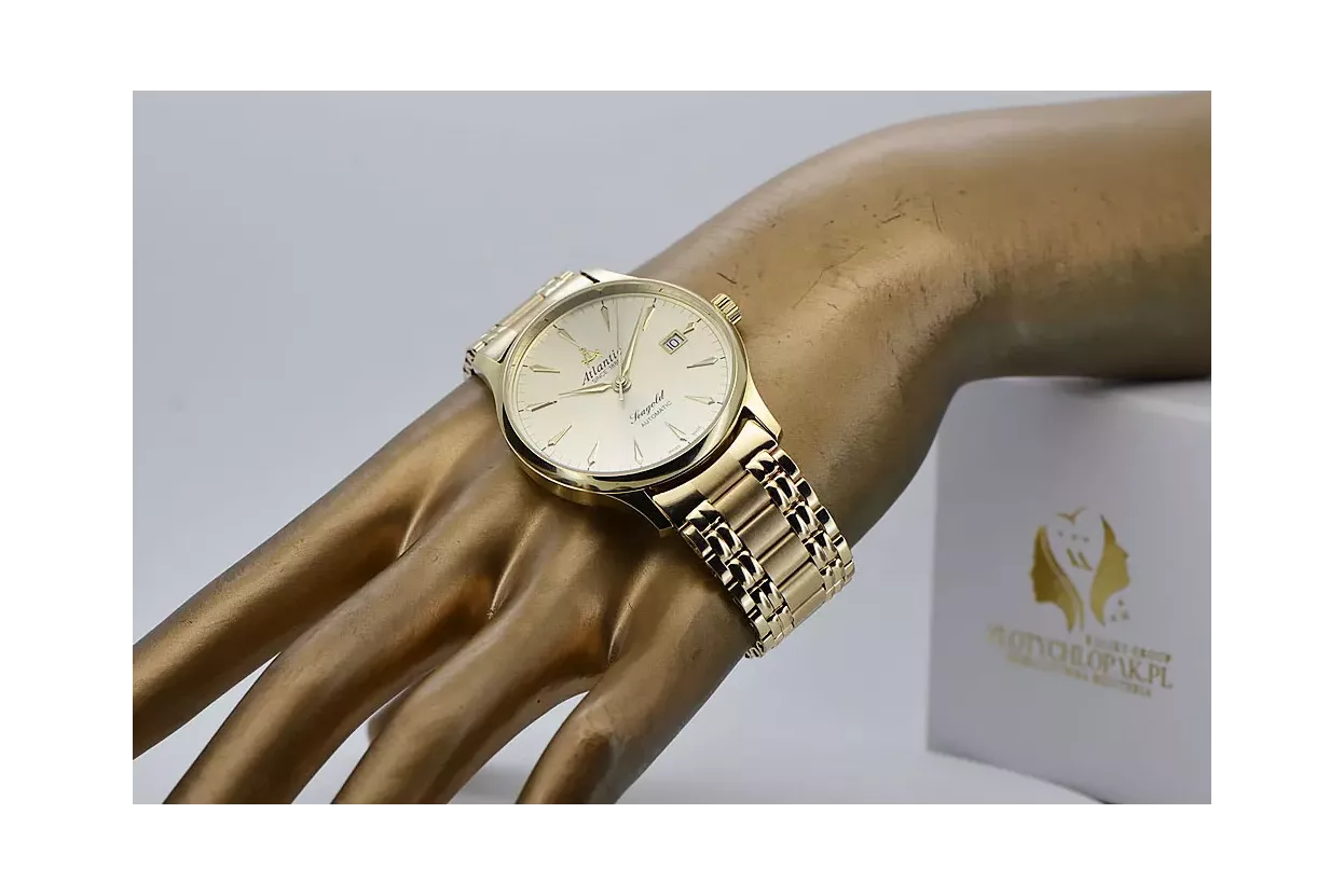 Gold men's watch Geneve ★ zlotychlopak.pl ★ Gold purity 585 333 Low Price!