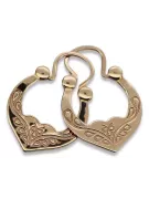 Rosa rusa rosa soviético 14k 585 oro URSS Vintage Pendientes Gipsy ven017