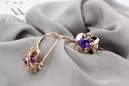 Vintage rose 14k 585 or alexandrite boucles d'oreilles vec016 Russian Soviet Style