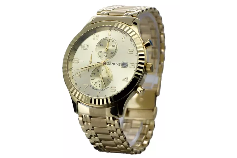 Reloj de oro para hombre Geneve ★ zlotychlopak.pl ★ Pureza de oro 585 333 Precio bajo!