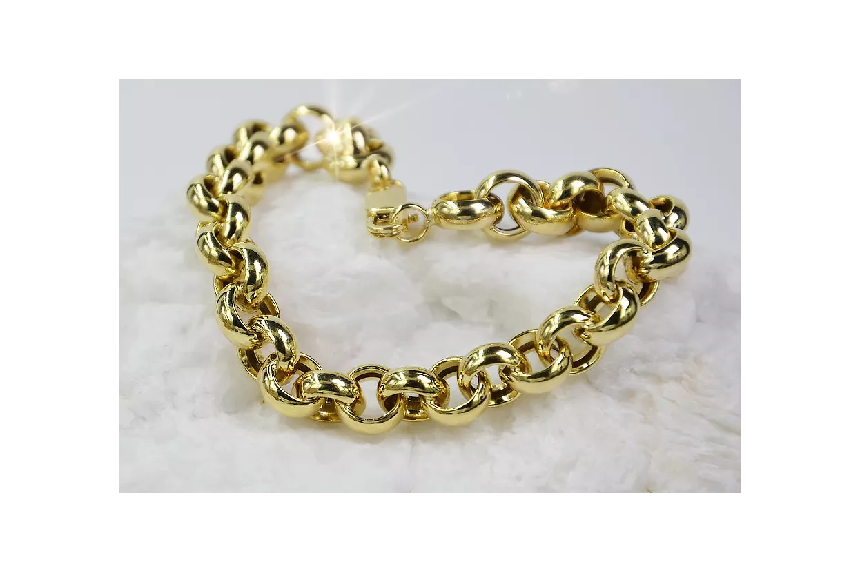 Bracelet d’ancrage en or jaune italien 14 carats cb025y