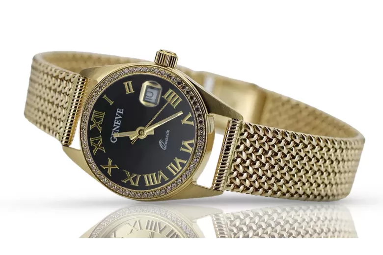 Gold men's watch Geneve ★ zlotychlopak.pl ★ Gold purity 585 333 Low Price!