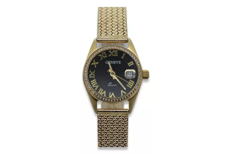 Gold men's watch Geneve ★ zlotychlopak.pl ★ Gold purity 585 333 Low Price!