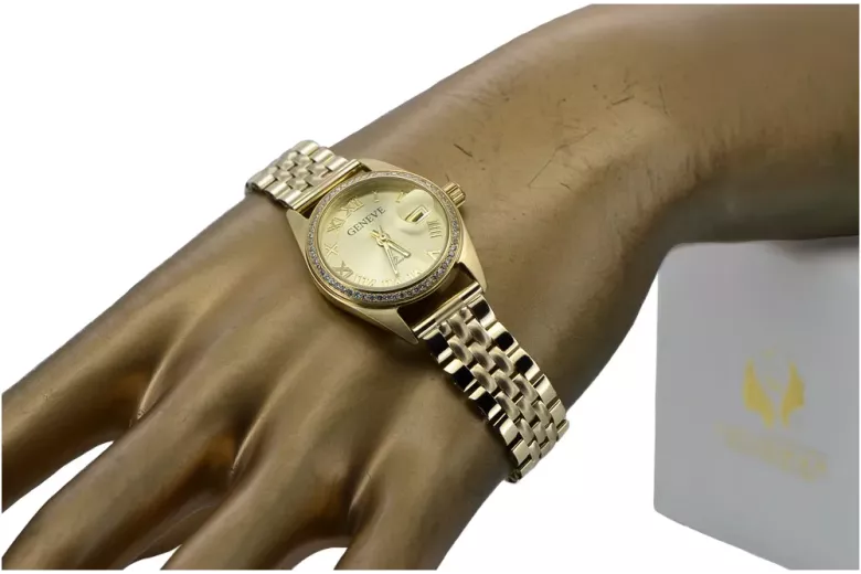 Gold men's watch Geneve ★ zlotychlopak.pl ★ Gold purity 585 333 Low Price!