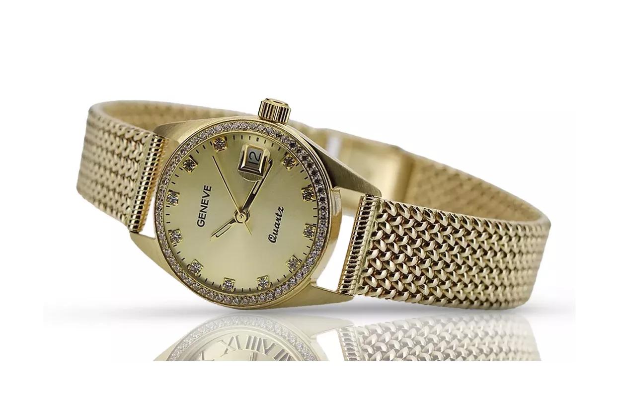 Gold men's watch Geneve ★ zlotychlopak.pl ★ Gold purity 585 333 Low Price!