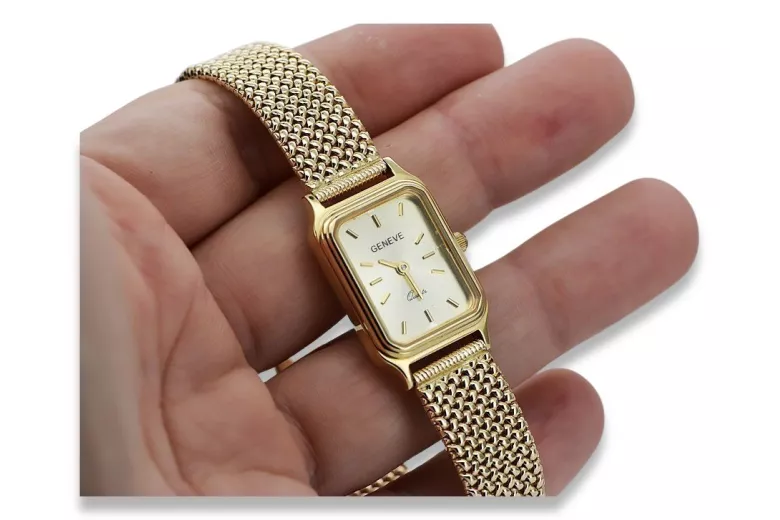 copie de Genève Montre pour femme en or 14 carats avec bracelet Lw023y & lbw004y