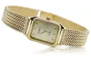 reloj Geneve de oro de 14 quilates para mujer con brazalete Lw023y&lbw004y