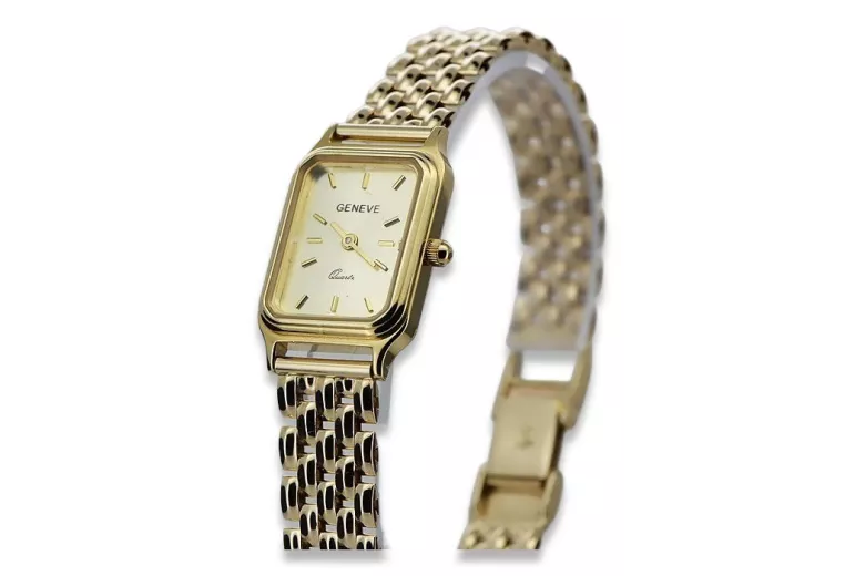 copie de Golden Women's Watch avec Bracelet 14K Geneve LW023Y & LBW008Y