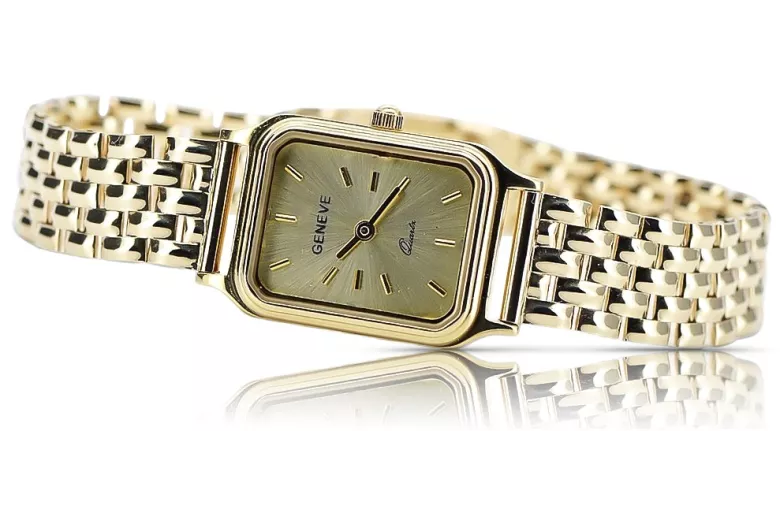 Gold men's watch Geneve ★ zlotychlopak.pl ★ Gold purity 585 333 Low Price!