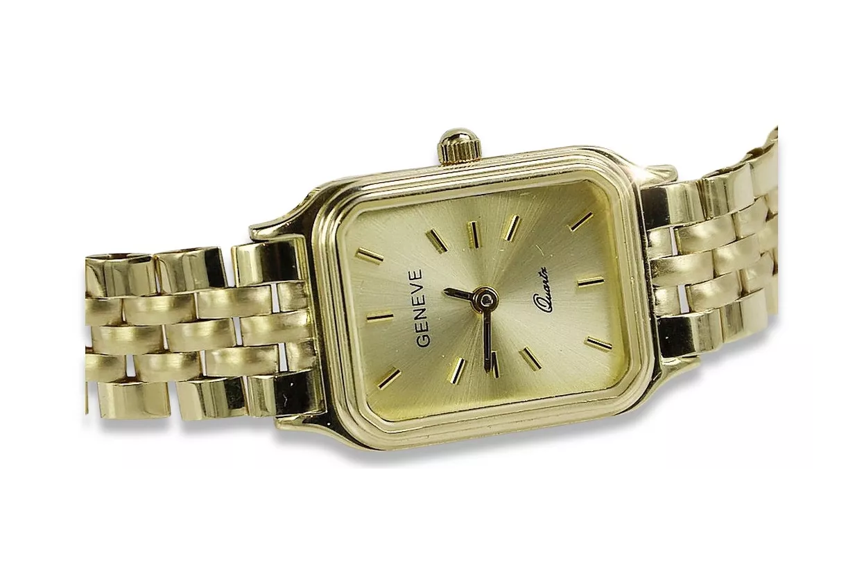 Goldene Herrenuhr Geneve ★ zlotychlopak.pl ★ Gold Reinheit 585 333 Niedriger Preis!