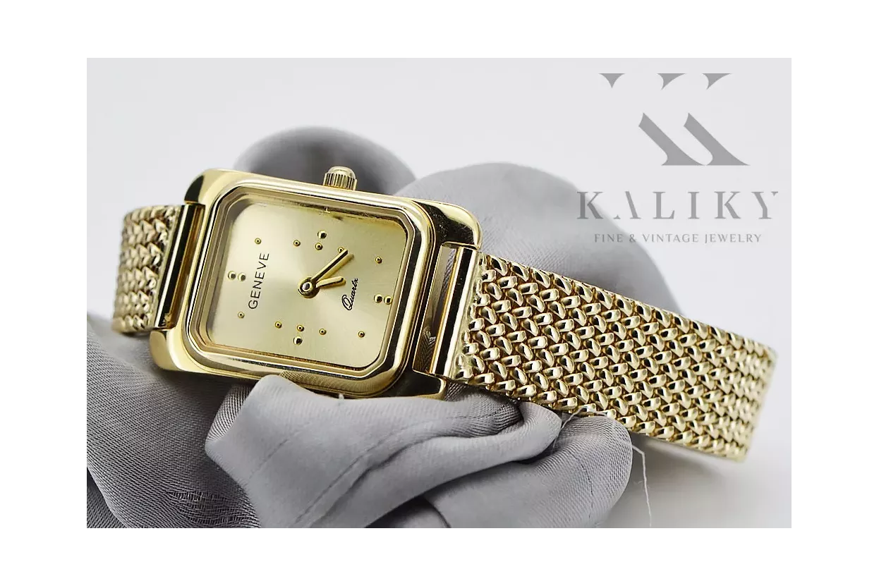 Gold men's watch Geneve ★ zlotychlopak.pl ★ Gold purity 585 333 Low Price!