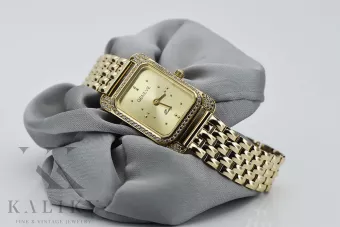 Жовтий 14k 585 золотий наручний годинник Lady Geneve lw054ydg&lbw004y