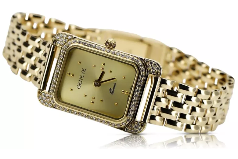 Gold men's watch Geneve ★ zlotychlopak.pl ★ Gold purity 585 333 Low Price!