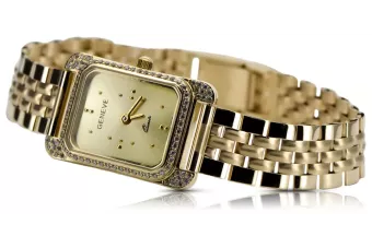 Gelb 14k 585 Lady Armbanduhr Geneve lw054ydg&lbw008y