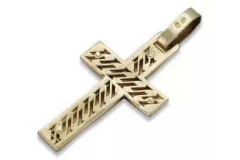 Cruz católica de oro macizo de 14 k en blanco y amarillo ctc031yw