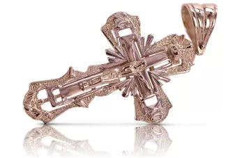 Rose russe rouge soviétique rose 14k 585 or croix orthodoxe oc010r