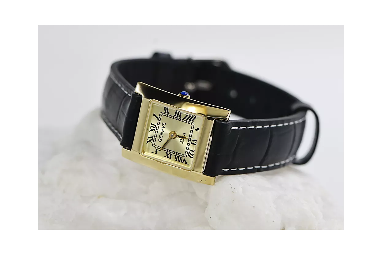 Gold men's watch Geneve ★ zlotychlopak.pl ★ Gold purity 585 333 Low Price!