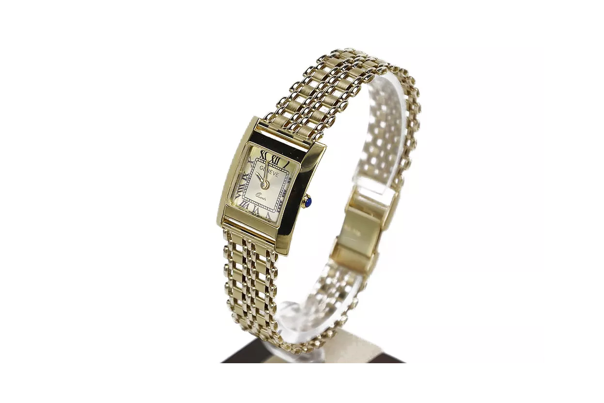 Gold men's watch Geneve ★ zlotychlopak.pl ★ Gold purity 585 333 Low Price!