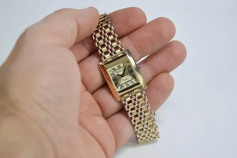 Gold men's watch Geneve ★ zlotychlopak.pl ★ Gold purity 585 333 Low Price!