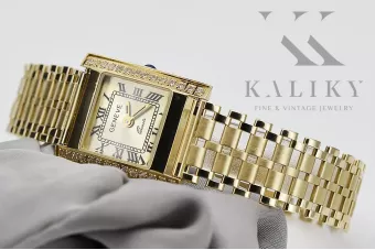 Or jaune 14k Lady Geneve montre carrée lw035ydyydentlbw002y