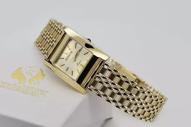 Gold men's watch Geneve ★ zlotychlopak.pl ★ Gold purity 585 333 Low Price!