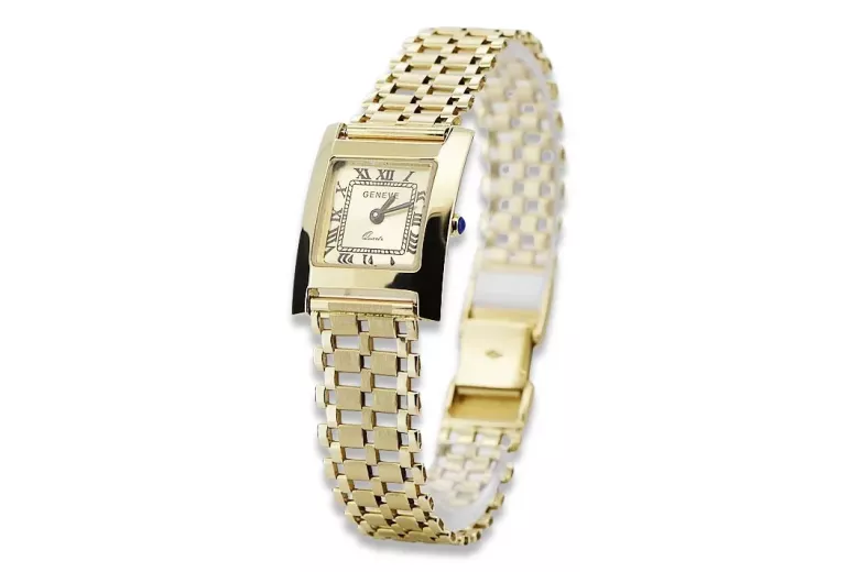 Gold men's watch Geneve ★ zlotychlopak.pl ★ Gold purity 585 333 Low Price!