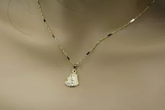 Medalionul Maicii Domnului şi lanţul de aur cu tăietură de diamant de 14k pm004y14&cc012y45