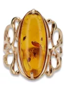 Rose russe rose soviétique rouge 585 583 or amber ring vrab008