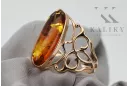 Russian rose Soviet pink USSR red 585 583 gold amber ring vrab008