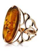 Russian rose Soviet pink USSR red 585 583 gold amber ring vrab008